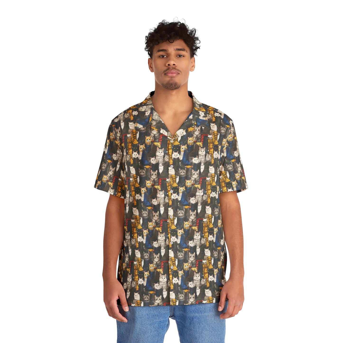 Boots n’ Cats Men's Hawaiian Shirt (AOP)